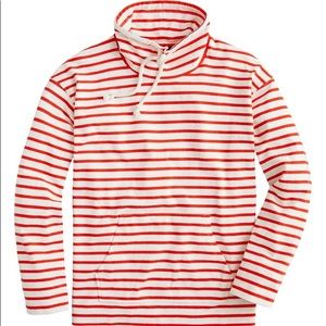 J. Crew funnelneck striped pullover cotton red L